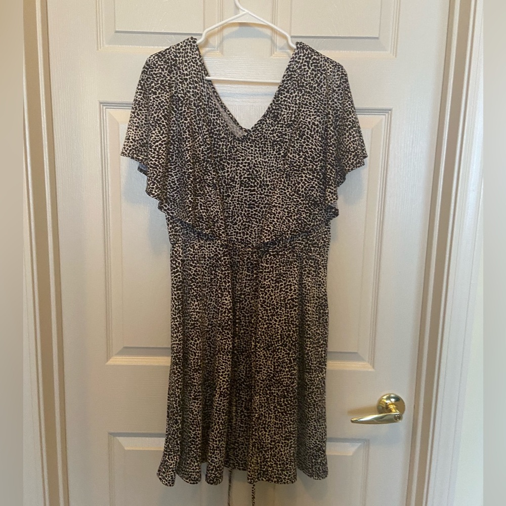 Cable & Gauge Black and Cream Animal Print Mini Dress